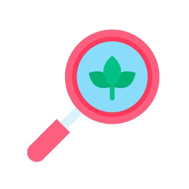 Büyüteç cam vektöründe düz biçimde bulunan sürdürülebilir ya da geri dönüşümle ilgili yapraklar