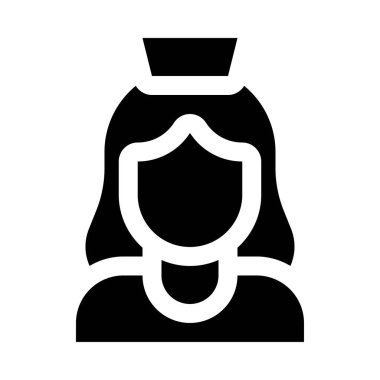 Hemşire siyah beyaz basit simge, vektör illüstrasyonu 