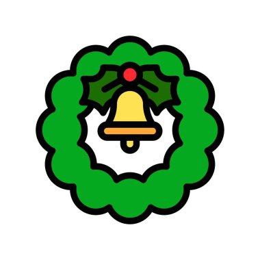 Noel Çelengi vektör illüstrasyonu, doldurulmuş biçim simgesi