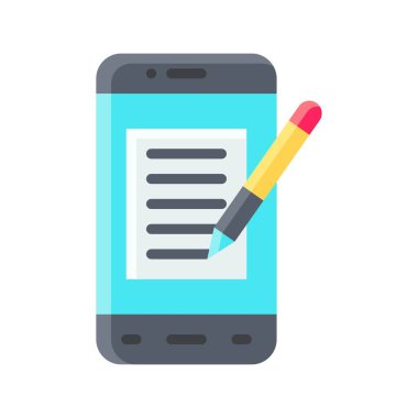 uygulama simgeleri düz biçimli düğme vektörlü kalem ve sayfa ile ilgili cep telefonu ekranı ayarlandı