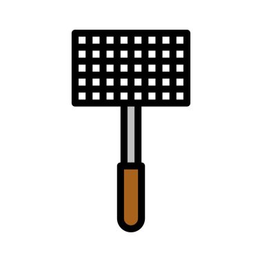 Bbq ızgara ağ vektörü, barbekü ile ilgili tasarım düzenlenebilir vuruş simgesi