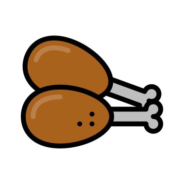 Izgara tavuk vektörü, barbeküyle ilgili düzenlenebilir çizim ikonu