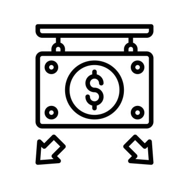 Ekonomik durgunlukla ilgili çizgi biçiminde ok vektörlü dolar penni tahtası