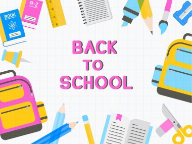 Broşür veya poster şablonu, vektör illüstrasyonu için okula geri dön