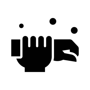 Yıka ya da hijyenle ilgili eller katı tasarım ile yıkama ya da temizleme vektörü için ovala