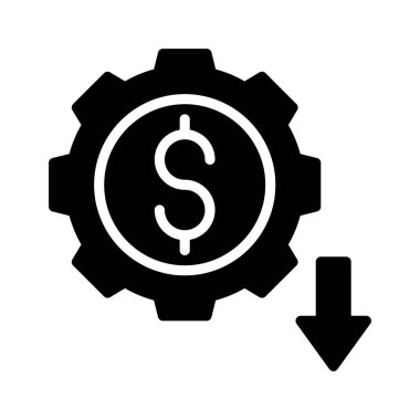 Ekonomik durgunluğa bağlı dolar veya vitesli penni işareti veya katı tasarım vektörleri