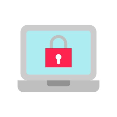 Kilit vektörü olan dizüstü bilgisayar, Sosyal medya düz tasarım simgesi