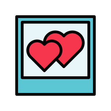 Aşk fotoğrafı vektörü, Sevgililer Günü ve aşkla ilgili ana hatlar biçimi simgesi