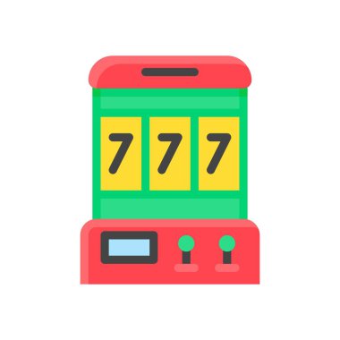 Yazılı metin ile eğlence bağlantılı slot makinesi ve düz biçimli vektörleri idare eder