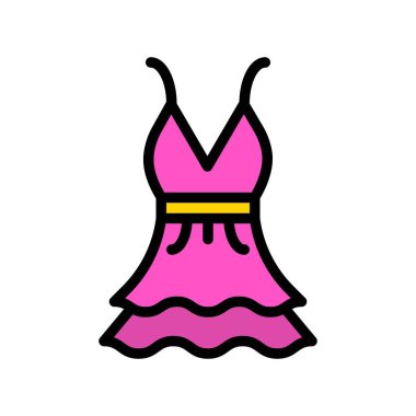 Kadınlar vektör illüstrasyonunu giyer, tasarım düzenlenebilir dış hat simgesini doldurur