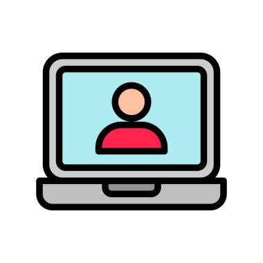 Kullanıcı vektörlü dizüstü bilgisayar, Sosyal medya ile doldurulmuş biçim düzenlenebilir vuruş simgesi