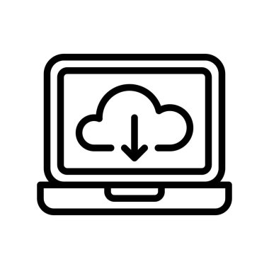 Bulut indirme vektörü, Sosyal medya çizgi tasarım simgesi