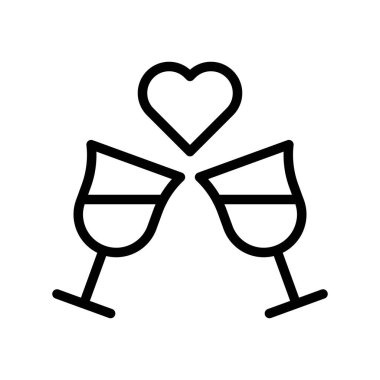 Şarap kadehi vektörü, Sevgililer Günü ve aşkla ilgili çizgi simgesi
