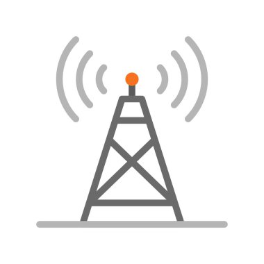 Televizyon ve teknolojiyle ilgili düz tasarım kule vektörü