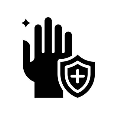 El yıkama ya da hijyenle ilgili el koruma ya da güvenlik rozeti ile ve artı sağlam tasarım şarkı vektörü