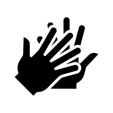 Yıka ya da hijyenle ilgili eller katı tasarım ile yıkama ya da temizleme vektörü için ovala