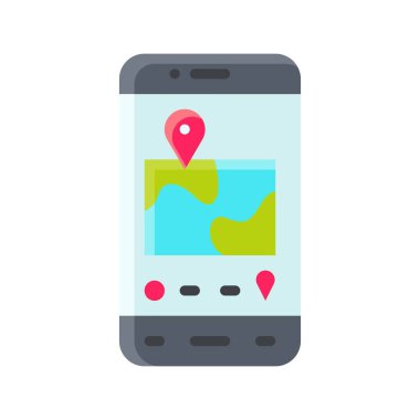 uygulama simgeleri konum pin ve düğme vektörleri düz biçimli ilgili cep telefonu ekranını ayarlar