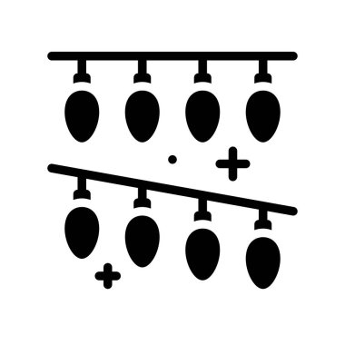 Noel ışıkları katı tasarım simgesi, vektör illüstrasyonu