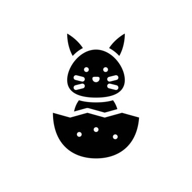 Eggshel vektör illüstrasyonunda tavşan, Paskalya katı tasarım simgesi