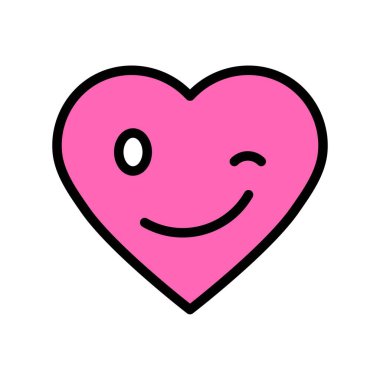 Kalp simgesi vektör illüstrasyonu, doldurulmuş tasarım simgesi düzenlenebilir ana hatları