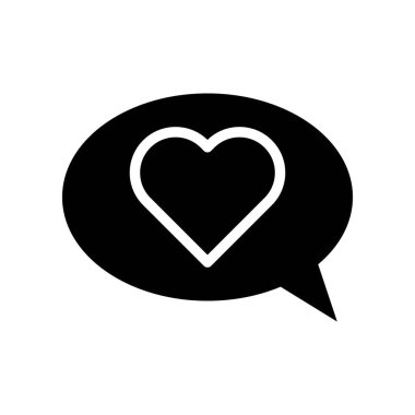 Baloncuk konuşma vektöründe kalp, Valentine ve aşkla ilgili katı biçim simgesi