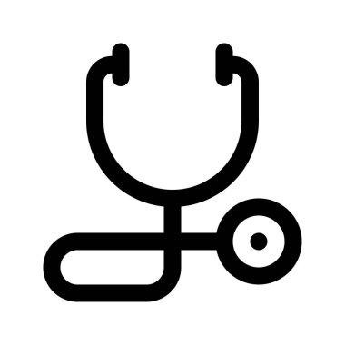 steteskop siyah beyaz basit simge, vektör illüstrasyonu 