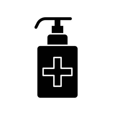 El dezenfektanı vektör çizimi, hijyen katı tasarım simgesi 