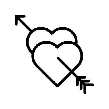 Ok vektörlü kalpler, Valentine ve aşkla ilgili çizgi simgesi