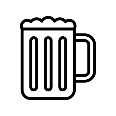 Bira kupası vektör illüstrasyonu, izole çizgi tasarım simgesi