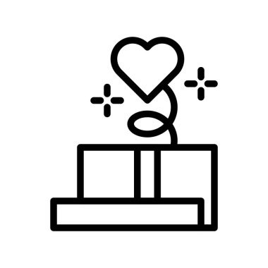 Hediye kutusu vektörü, Valentine ve aşkla ilgili satır simgesi