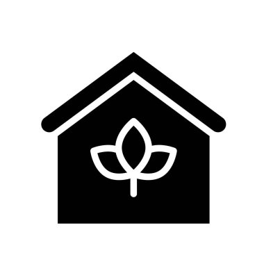 Gayrimenkul ya da ev vektörü üzerindeki çevreyle ilgili yapraklar katı tasarımda