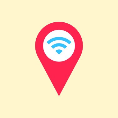 WiFi konum simgesi, kablosuz yerel alan ağ vektör çizimi