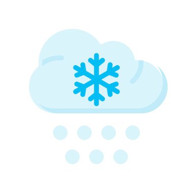 Kar taneleri ve kar topları olan iklim bulutları düz biçimde vektör düşürür