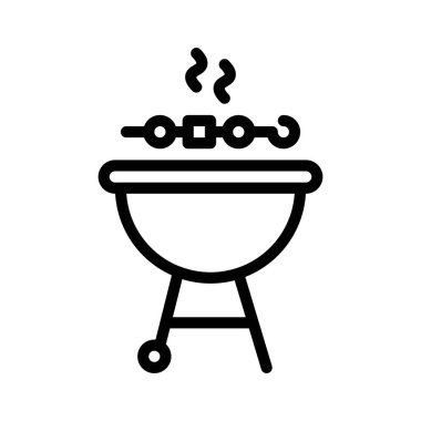 Barbekü ızgara vektörü, Barbekü ile ilgili çizgi tasarımı düzenlenebilir vuruş simgesi