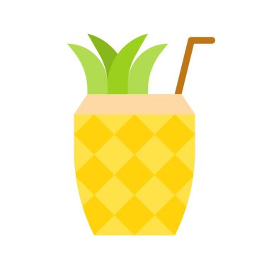 Ananas suyu vektör çizimi, İçecek yassı tasarım simgesi