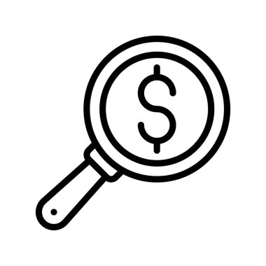 Ekonomik durgunluğa bağlı büyüteç ve dolar işareti vektörleri çizgisel tarzda