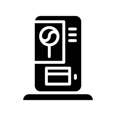 Lolipop otomat vektör çizimi, izole edilmiş katı tasarım simgesi