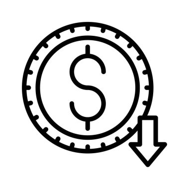 Ekonomik durgunluğa bağlı dolar veya penni imzası ok vektörleri ile çizgisel biçimdedir