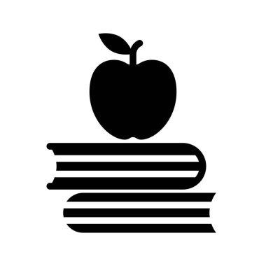 Elma kitap vektöründe, okula sağlam tasarım simgesi