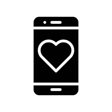 Kalp vektörlü cep telefonu, Sosyal medya katı tasarım simgesi
