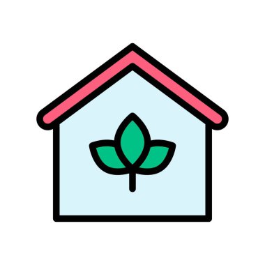 Düzenlenebilir felçli emlak veya ev vektörü üzerindeki çevreyle ilgili yapraklar