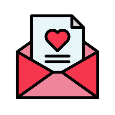 Posta vektörü, Valentine ve aşkla ilgili ana hatlar biçimi simgesi