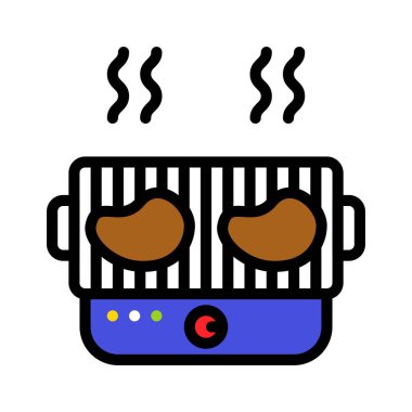 Barbekü ızgara vektörü, barbekü ile ilgili tasarım düzenlenebilir vuruş simgesi