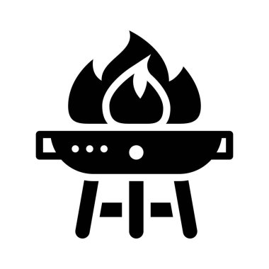Barbekü ızgara vektörü, barbekü bağlantılı katı tasarım simgesi
