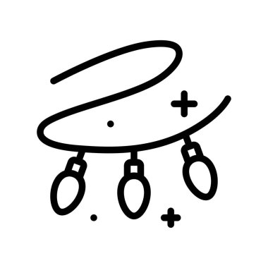 Noel ışıkları çizgi tasarım simgesi, vektör illüstrasyonu