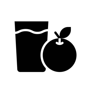 Portakal suyu illüstrasyonu, İçecek katı tasarım simgesi