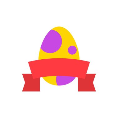 Rozet vektör illüstrasyonlu Paskalya yumurtası, Paskalya düz tasarım simgesi