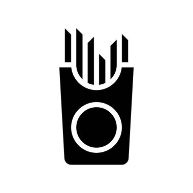 Patates kızartması vektörü, barbekü bağlantılı katı tasarım simgesi