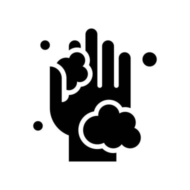 Yıka ya da hijyenle ilgili eller sabun köpüğü vektörüyle yıka ve ovala katı tasarım