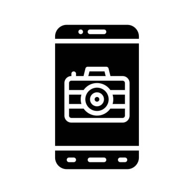 uygulama simgeleri sabit tasarım içinde kamera, flaş ve düğme vektörleri ile ilgili cep telefonu ekranını ayarladı